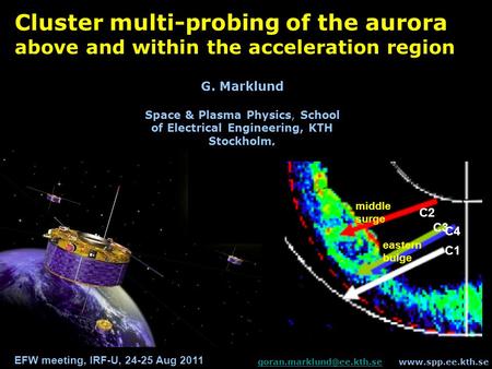 G. Marklund Space & Plasma Physics, School of Electrical Engineering, KTH Stockholm, Cluster multi-probing of the aurora above and within the acceleration.