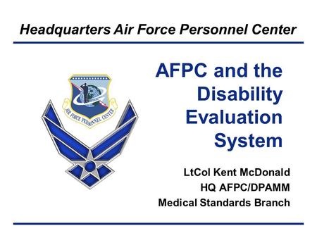 AFPC and the Disability Evaluation System