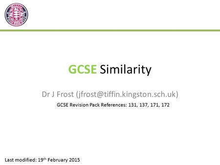 GCSE Similarity Dr J Frost