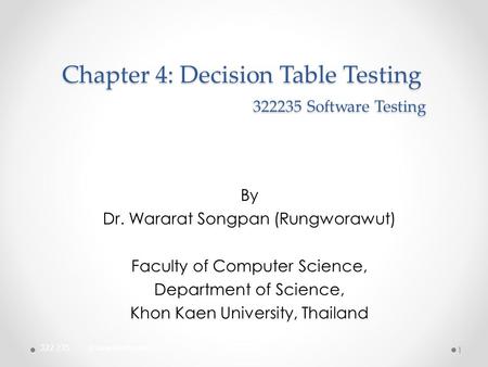 Chapter 4: Decision Table Testing Software Testing