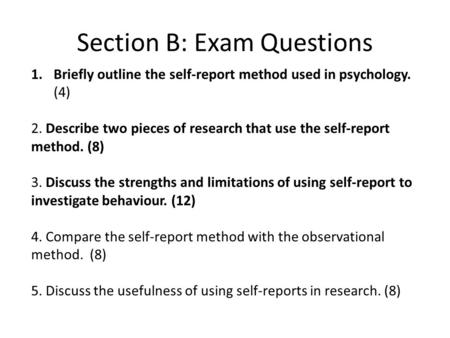 Section B: Exam Questions