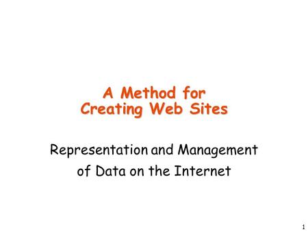 1 A Method for Creating Web Sites Representation and Management of Data on the Internet.