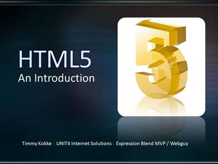 An Introduction Timmy Kokke | UNIT4 Internet Solutions | Expression Blend MVP / Webguy.