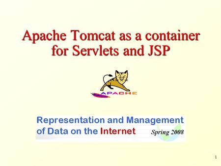 Apache Tomcat as a container for Servlets and JSP