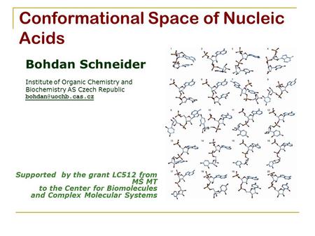 Conformational Space of Nucleic Acids Bohdan Schneider Institute of Organic Chemistry and Biochemistry AS Czech Republic Supported.