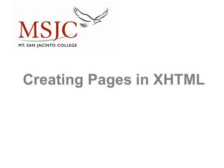 Creating Pages in XHTML