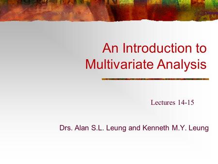 An Introduction to Multivariate Analysis