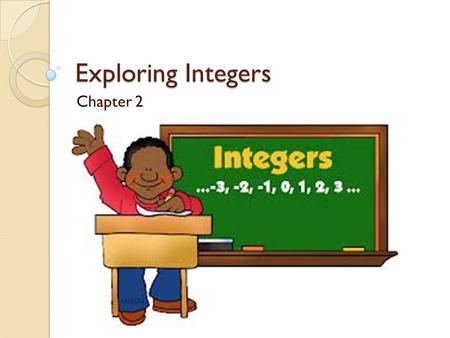 Exploring Integers Chapter 2. Chapter 2 – Exploring Integers Chapter Schedule T - 2-1 Integers and Absolute Values B - Math Lab – 1-7 & 2-2 The Coordinate.