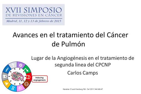 Avances en el tratamiento del Cáncer de Pulmón Lugar de la Angiogénesis en el tratamiento de segunda linea del CPCNP Carlos Camps Inducing angiogenesis.