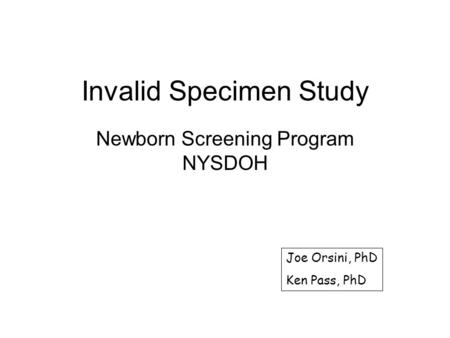 Invalid Specimen Study