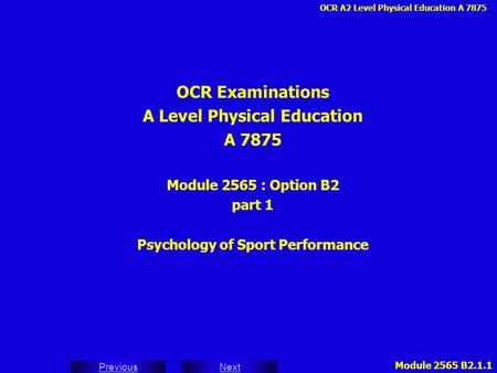 A Level Physical Education Psychology of Sport Performance