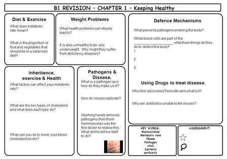 B1 REVISION – CHAPTER 1 – Keeping Healthy