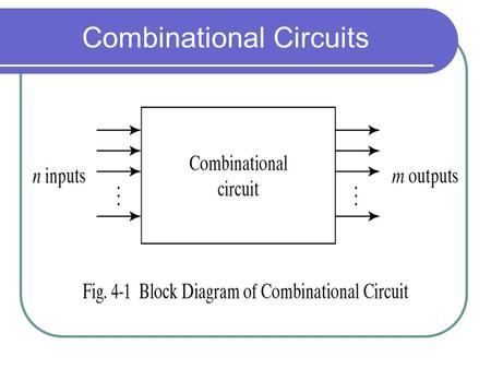 Combinational Circuits. Analysis Diagram Designing Combinational Circuits In general we have to do following steps: 1. Problem description 2. Input/output.
