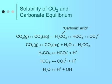 Solubility of CO2 and Carbonate Equilibrium