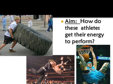  Aim: How do these athletes get their energy to perform?