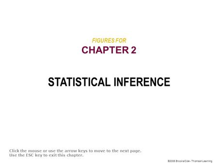 ©2005 Brooks/Cole - Thomson Learning FIGURES FOR CHAPTER 2 STATISTICAL INFERENCE Click the mouse or use the arrow keys to move to the next page. Use the.