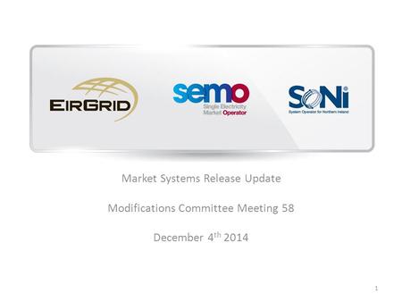 Market Systems Release Update Modifications Committee Meeting 58 December 4 th 2014 1.