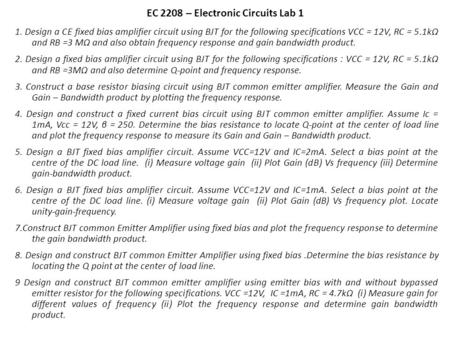 EC 2208 – Electronic Circuits Lab 1