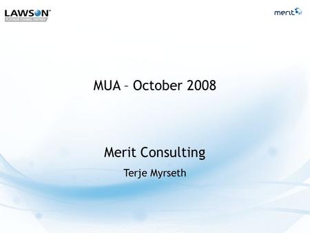 Merit Consulting Terje Myrseth MUA – October 2008.