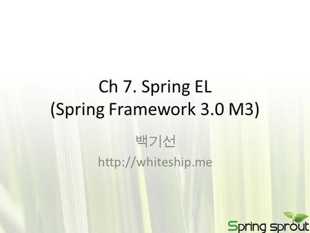 Ch 7. Spring EL (Spring Framework 3.0 M3) 백기선