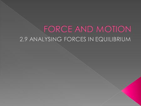  The force that act on the object are balanced in all direction.  The force cancel each other, so that the resultant force or net force is zero.  Newton’s.