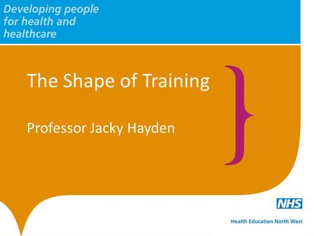 The Shape of Training Professor Jacky Hayden.