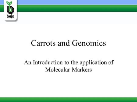 An Introduction to the application of Molecular Markers
