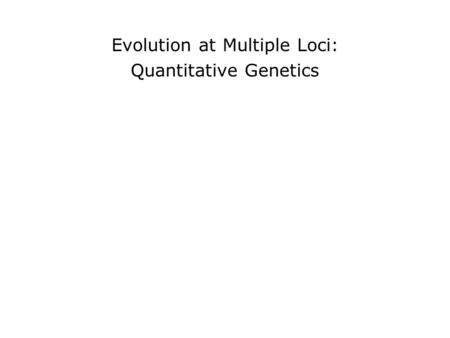 Evolution at Multiple Loci: Quantitative Genetics.