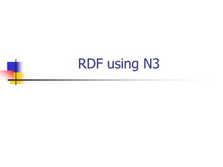 RDF using N3. Subject, Verb and Object All knowledge is just a set of statements. Everything is identified by URI Here a local URI but could point to.