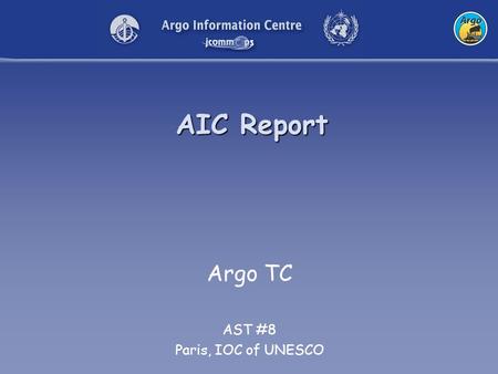 AIC Report Argo TC AST #8 Paris, IOC of UNESCO. 2 Argo Status 2804 Active Floats 2643 on GTS 2743 at GDACs 115 (258) on “grey list”