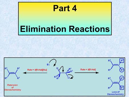 Part 4 Elimination Reactions – Learning Objectives Part 4 – Elimination Reactions After completing PART 4 of this course you should have an understanding.