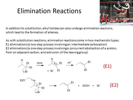 Elimination Reactions In addition to substitution, alkyl halides can also undergo elimination reactions, which lead to the formation of alkenes. As with.
