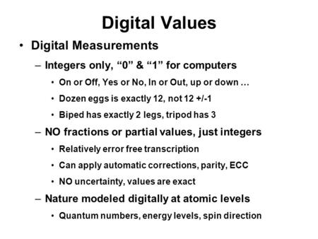 Digital Values Digital Measurements