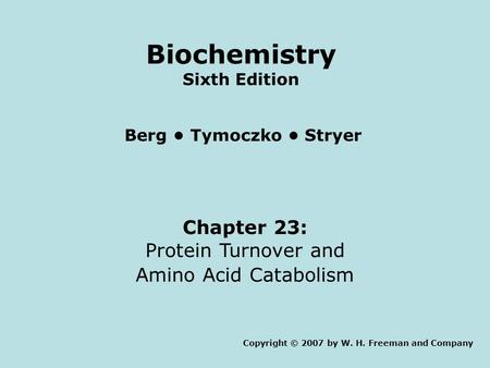 Biochemistry Sixth Edition