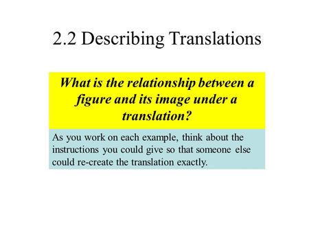 2.2 Describing Translations
