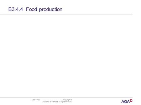 Version 2.0 Copyright © AQA and its licensors. All rights reserved. B3.4.4 Food production.