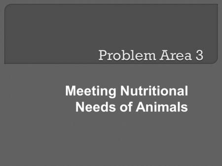 Meeting Nutritional Needs of Animals