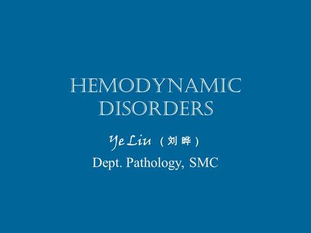 Hemodynamic Disorders