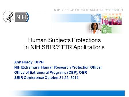 Human Subjects Protections in NIH SBIR/STTR Applications