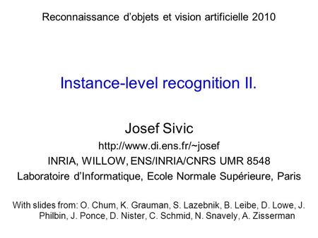 Instance-level recognition II.