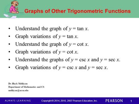 Graphs of Other Trigonometric Functions