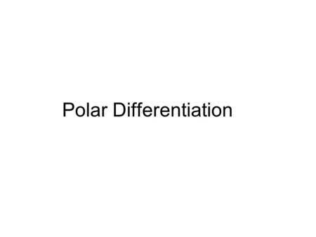 Polar Differentiation. Let r = f( θ ) and ( x,y) is the rectangular representation of the point having the polar representation ( r, θ ) Then x = f( θ.