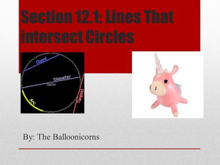 Section 12.1: Lines That intersect Circles