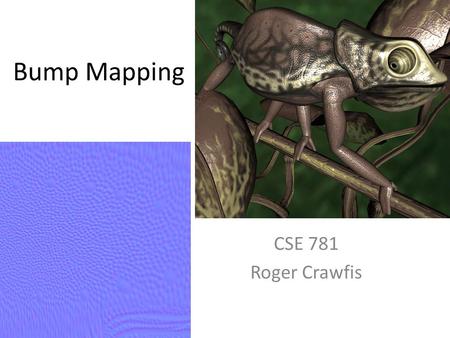 Bump Mapping CSE 781 Roger Crawfis.