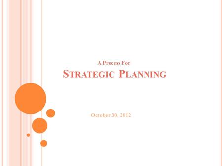 S TRATEGIC P LANNING A Process For October 30, 2012.
