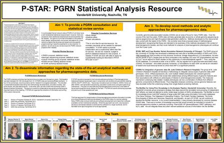 P-STAR: PGRN Statistical Analysis Resource Vanderbilt University, Nashville, TN ABSTRACT Pharmacogenomics is the study of the relationship between individual.