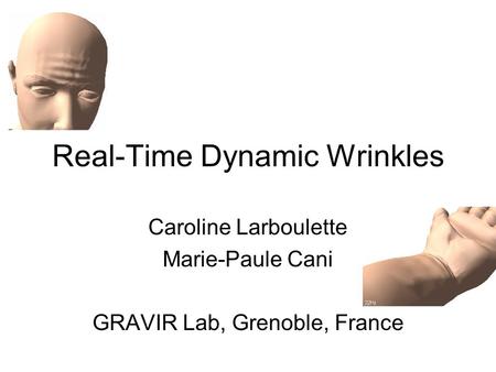 Real-Time Dynamic Wrinkles Caroline Larboulette Marie-Paule Cani GRAVIR Lab, Grenoble, France.
