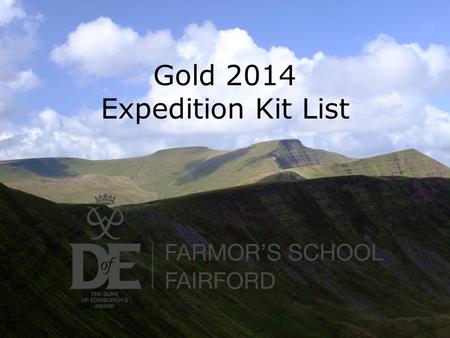 Gold 2014 Expedition Kit List