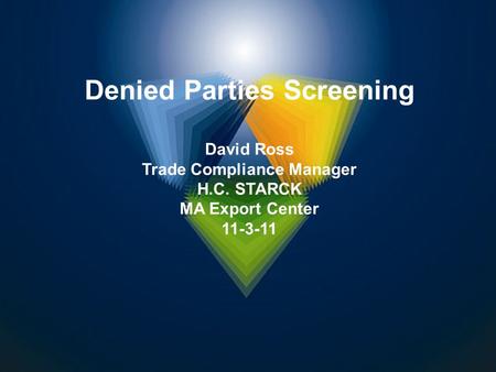 Denied Parties Screening Trade Compliance Manager