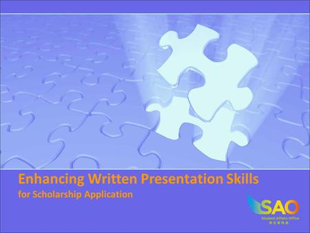 Enhancing Written Presentation Skills for Scholarship Application.